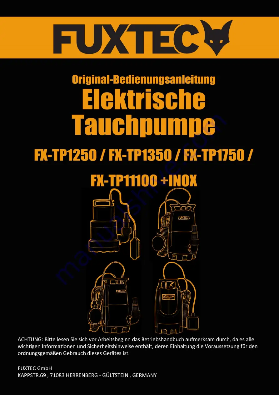 FUXTEC FX-TP11100 Manual Download Page 1