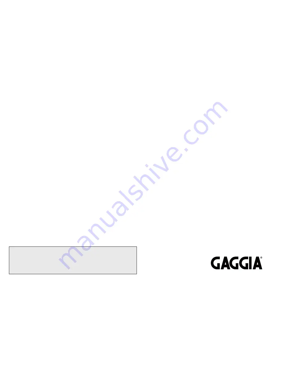 Gaggia 10001458 Operating Instructions Download Page 4