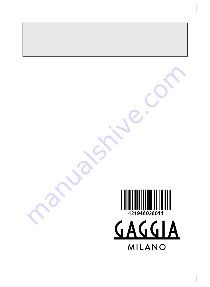 Gaggia NAVIGLIO HD8749/01 User Manual Download Page 48