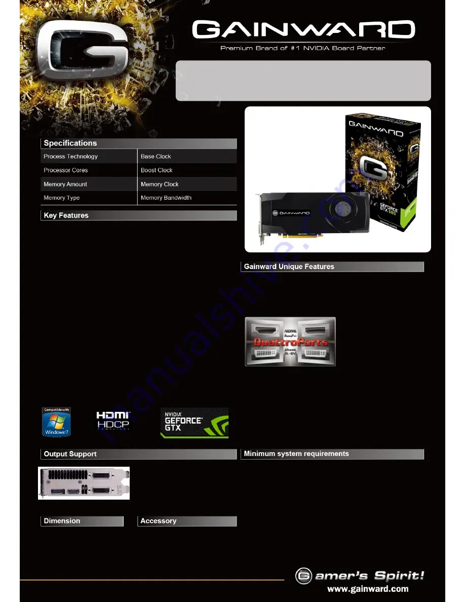 Gainward GEFORCE GTX 680 2048MB Datasheet Download Page 1