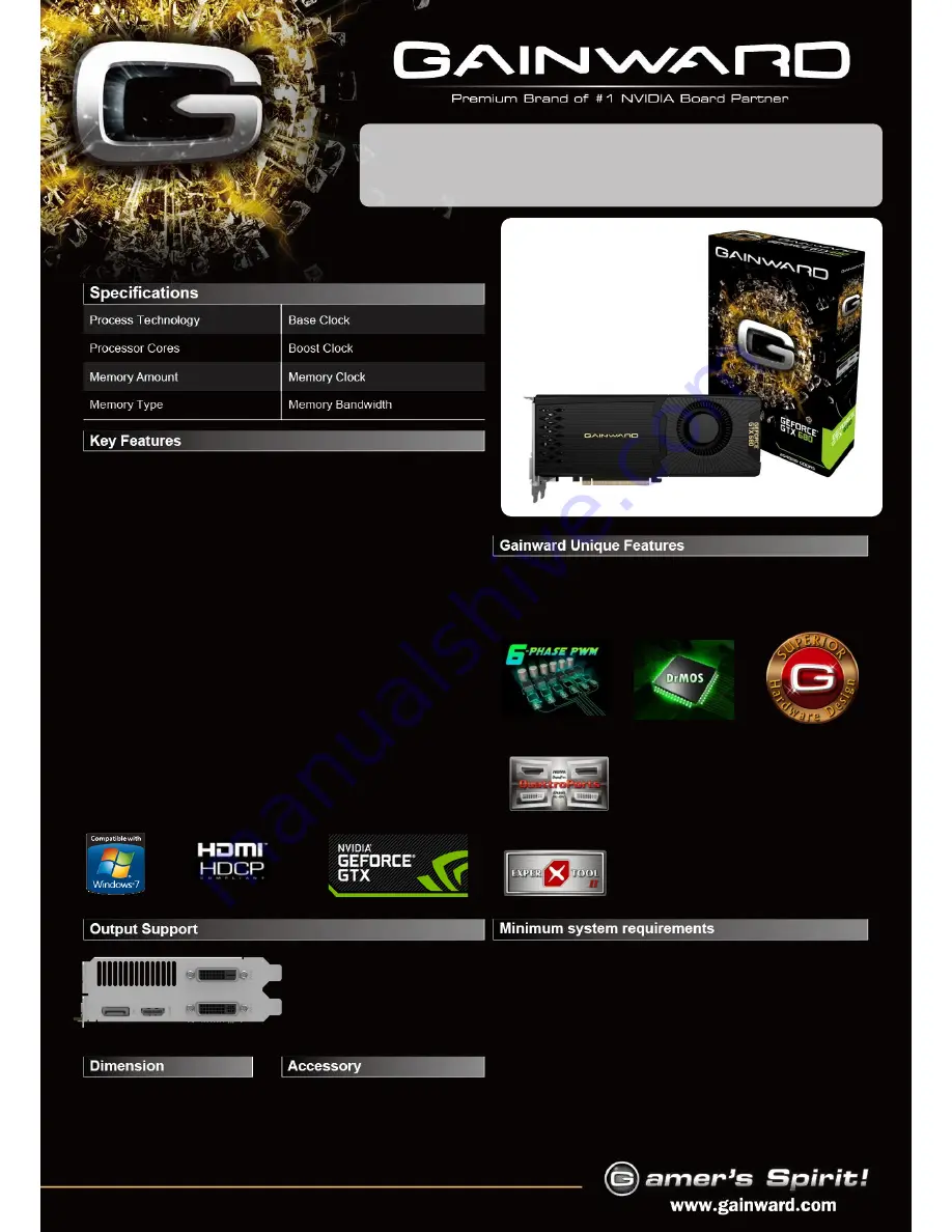 Gainward GEFORCE GTX 680 2GB Brochure Download Page 1