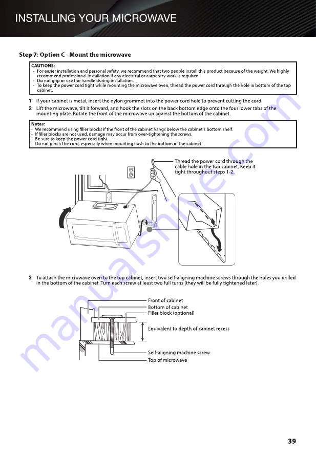 Galanz GLOMJA17S2B-10 Installation Manual Download Page 39