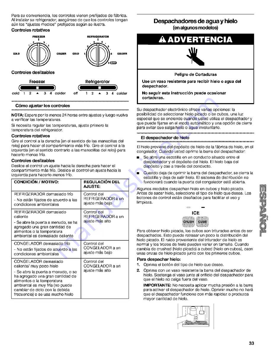 Galaxy Galaxy Side by side refrigerator Use And Care Manual Download Page 33