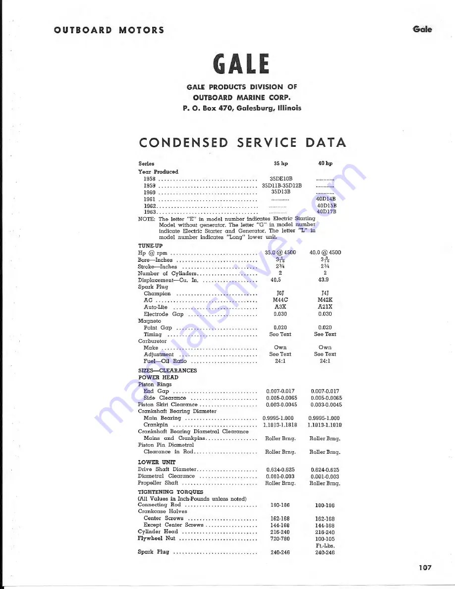 Gale 35D11B Service Manual Download Page 1