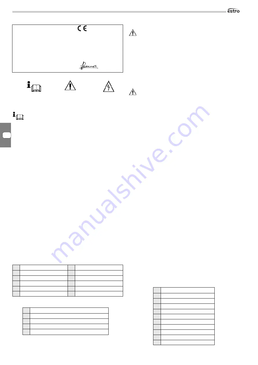 Galletti ESTRO FA Installation, Use And Maintenance Manual Download Page 10