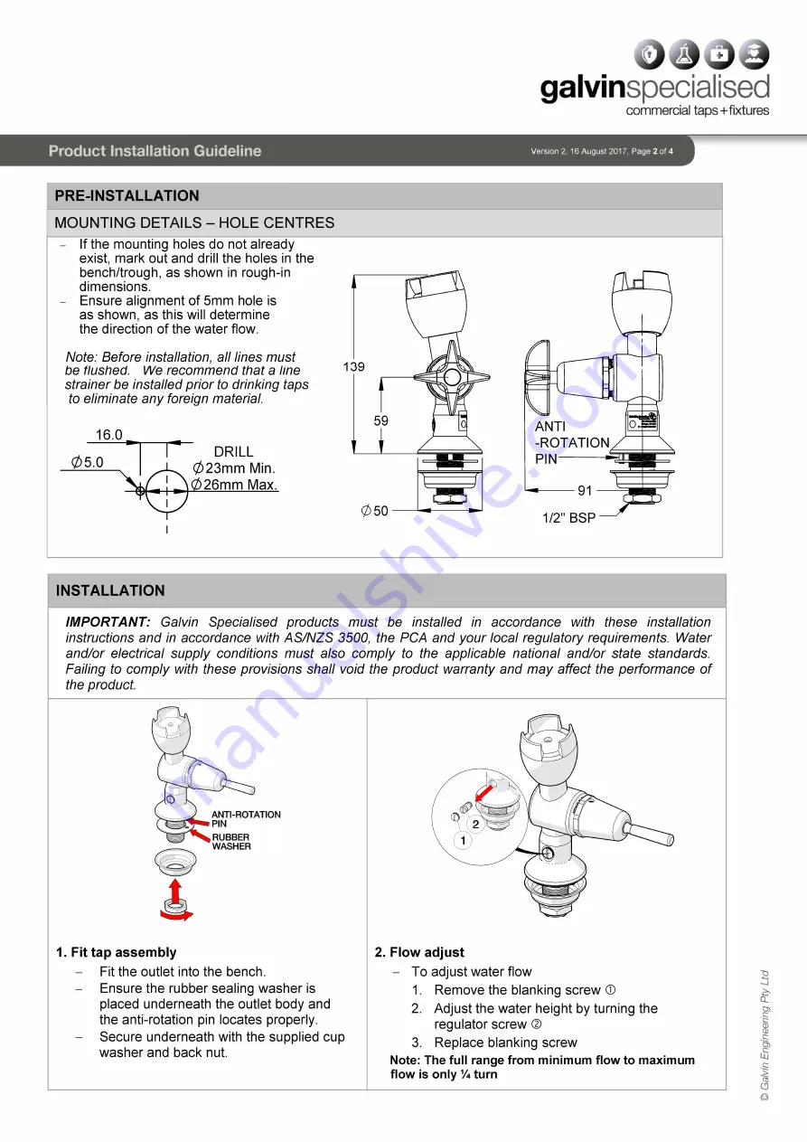 Galvin Specialised Ezy-Drink TD00C-LM Скачать руководство пользователя страница 2