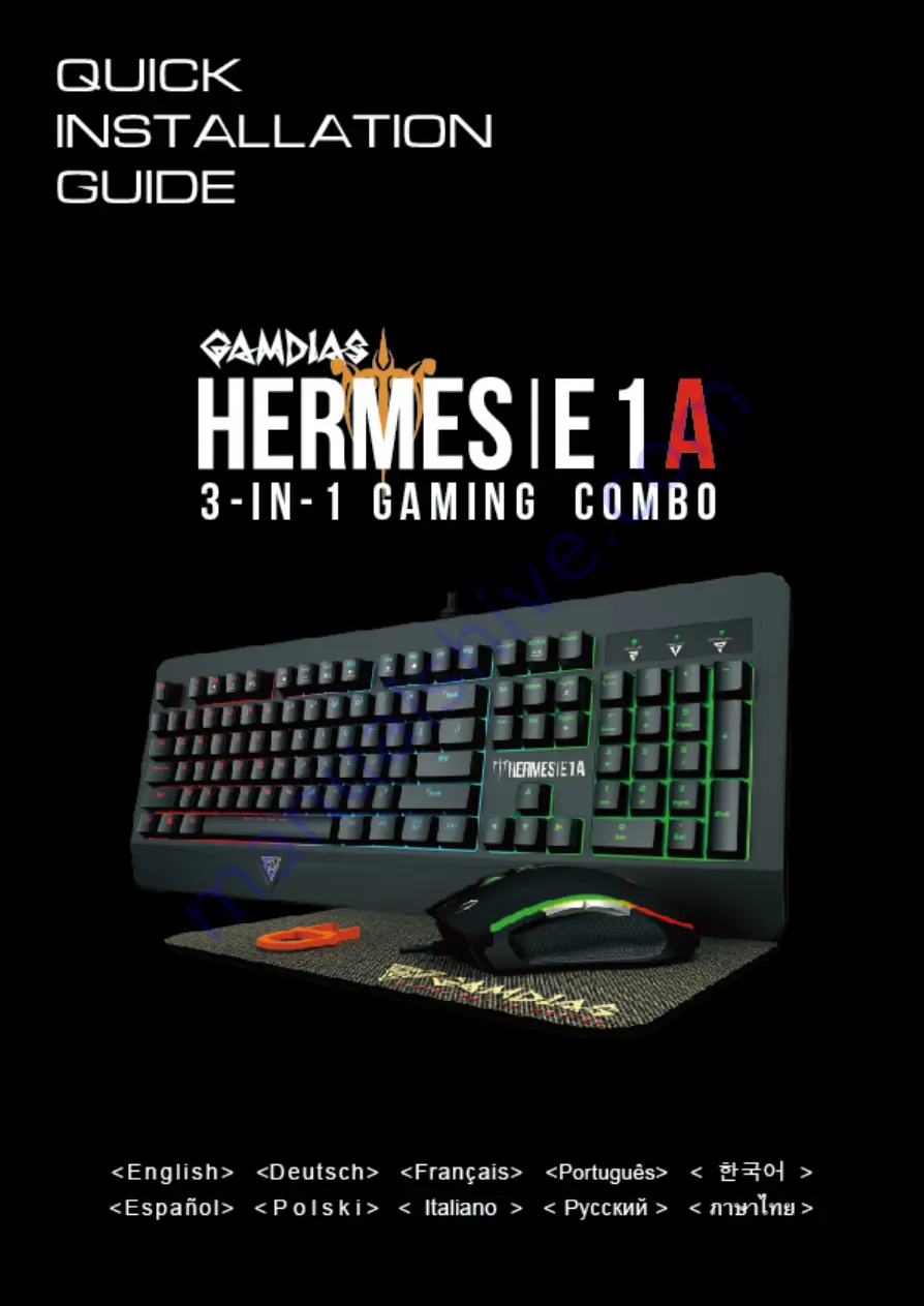 GAMDIAS HERMES E1A Quick Installation Manual Download Page 1