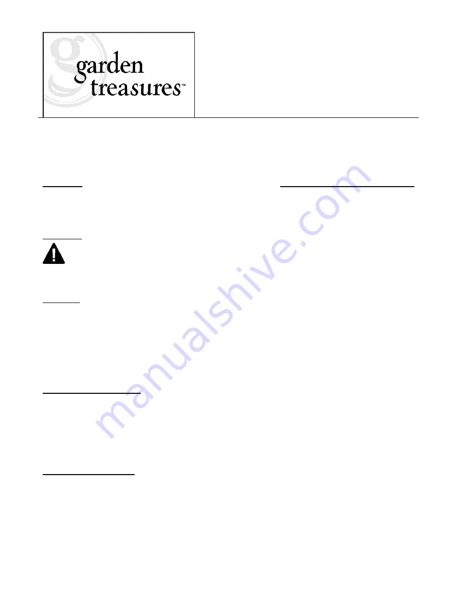 Garden Treasures MD320 Quick Start Manual Download Page 1