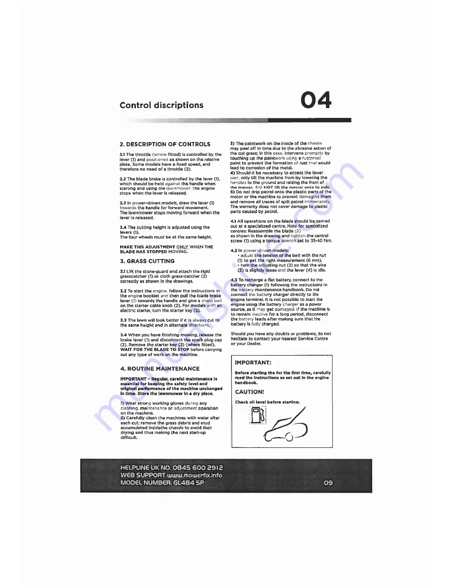 Gardenline GL484 SP Power Manual Download Page 10