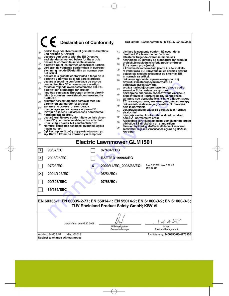 Gardenline GLM1501 Power Manual Download Page 26