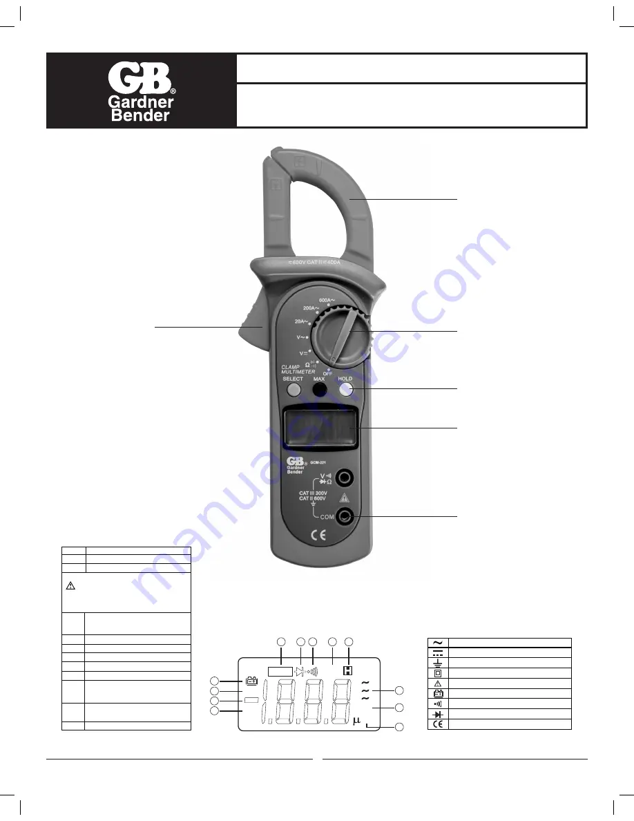 Gardner Bender GCM-221 Скачать руководство пользователя страница 1