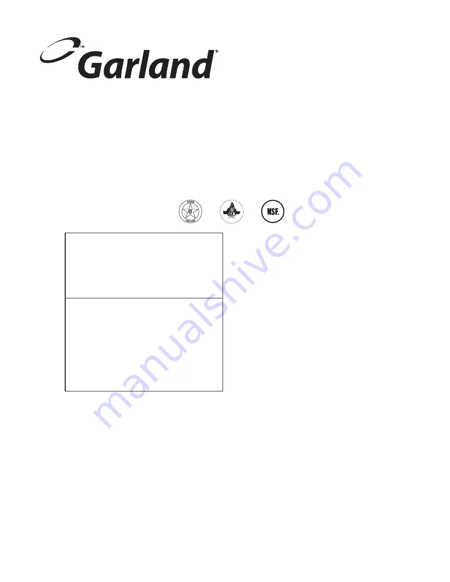 Garland G280-2 Installation And Operation Manual Download Page 1