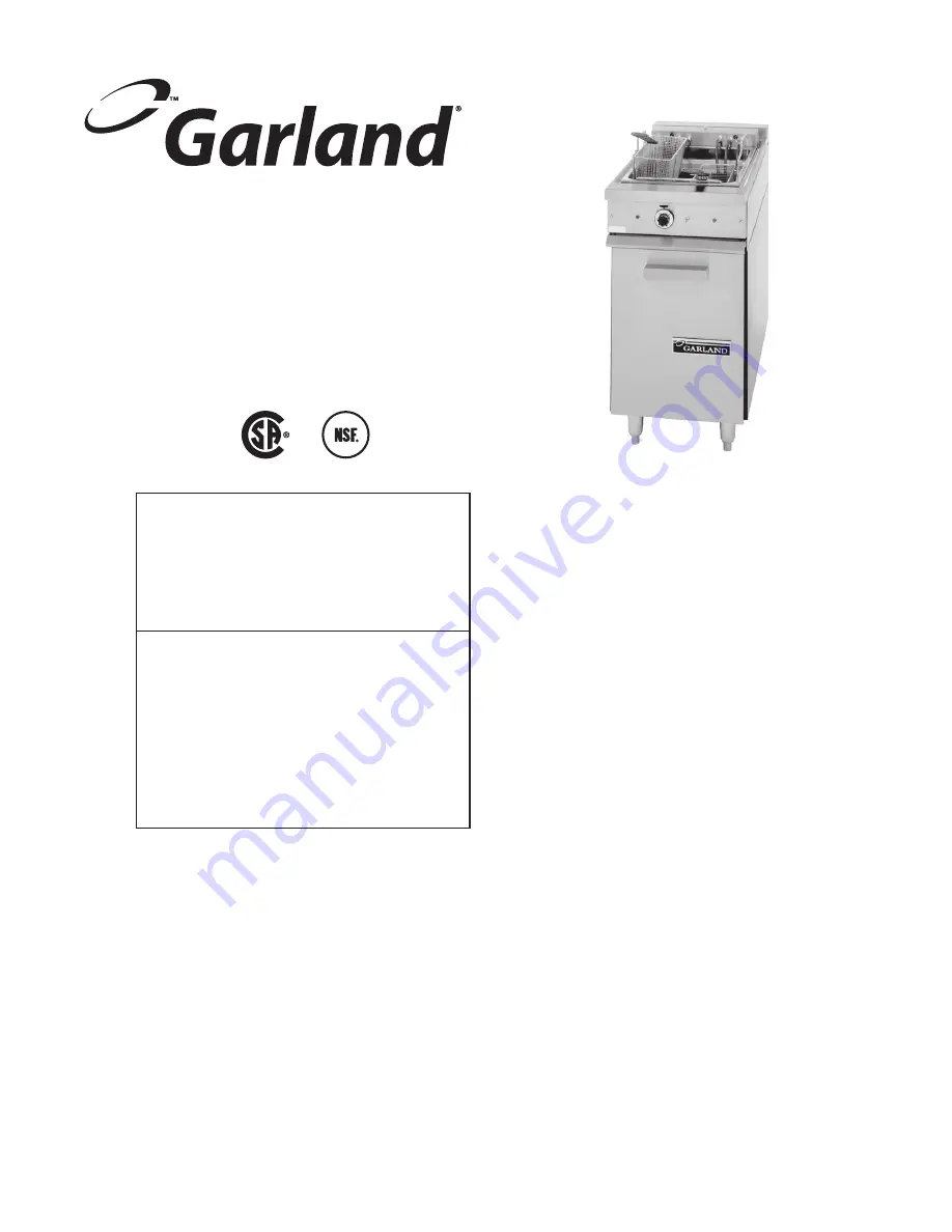 Garland S18SF Series Installation And Operation Manual Download Page 1