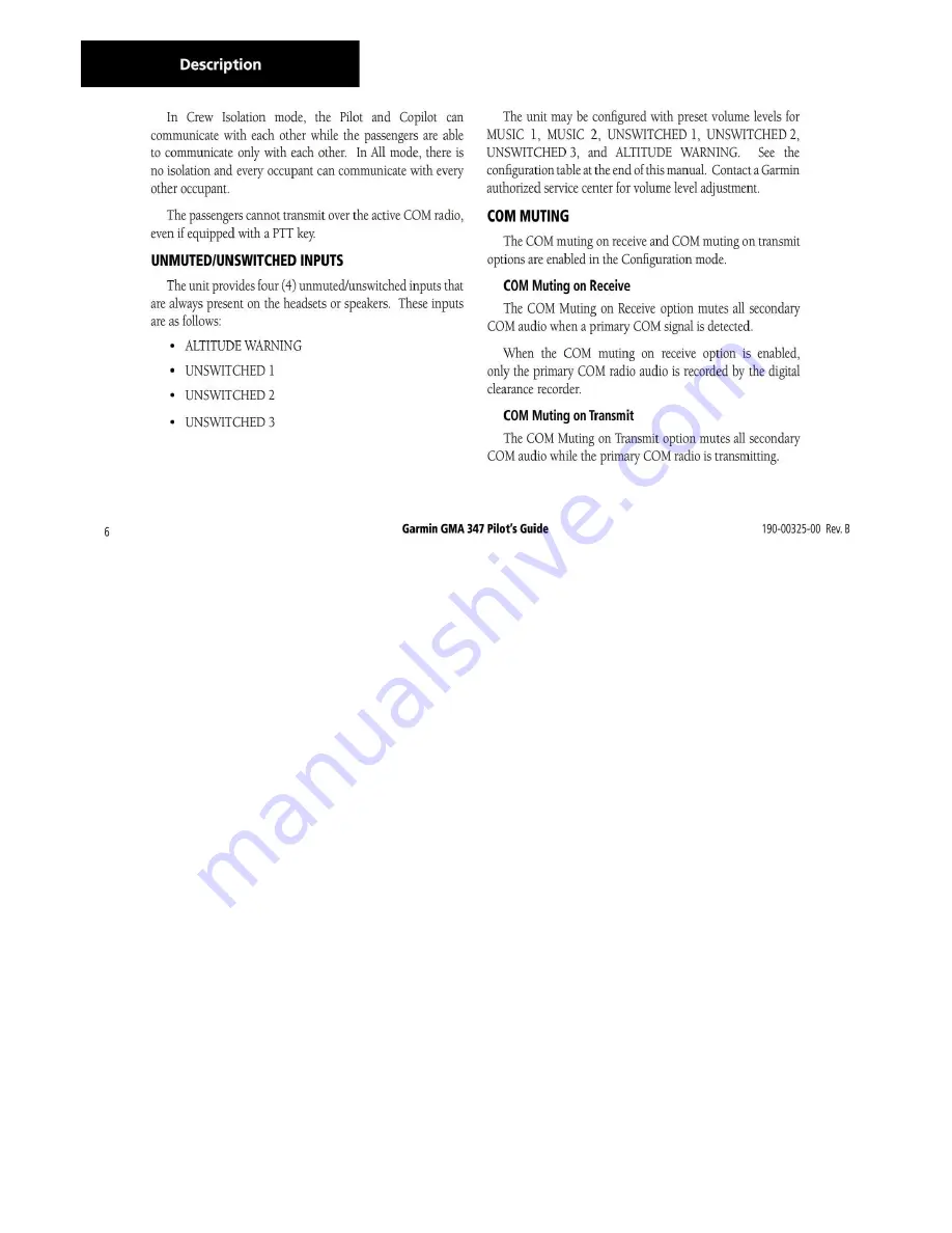 Garmin GMA 347 Pilot'S Manual Download Page 8