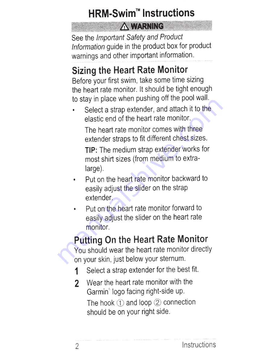 Garmin HRM-Swim Instructions Manual Download Page 6