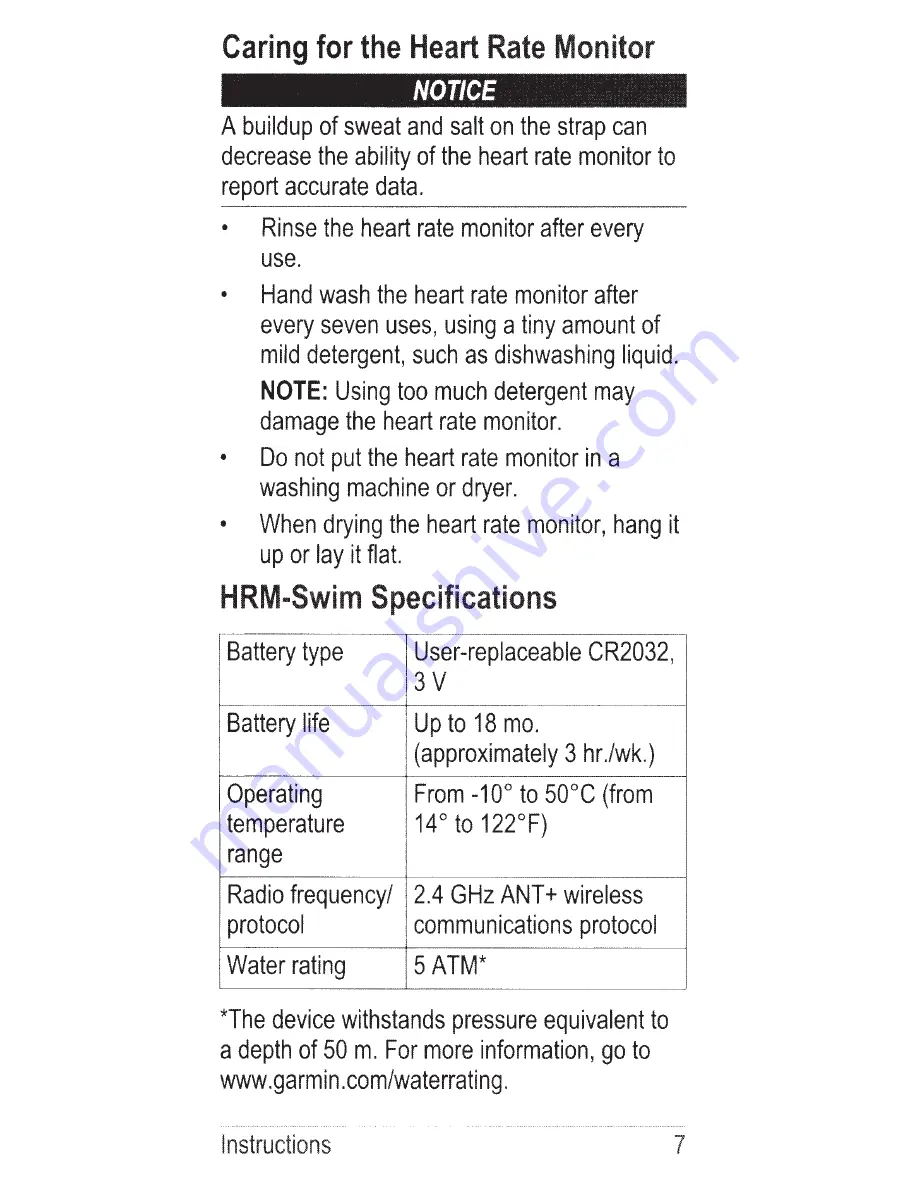 Garmin HRM-Swim Instructions Manual Download Page 11