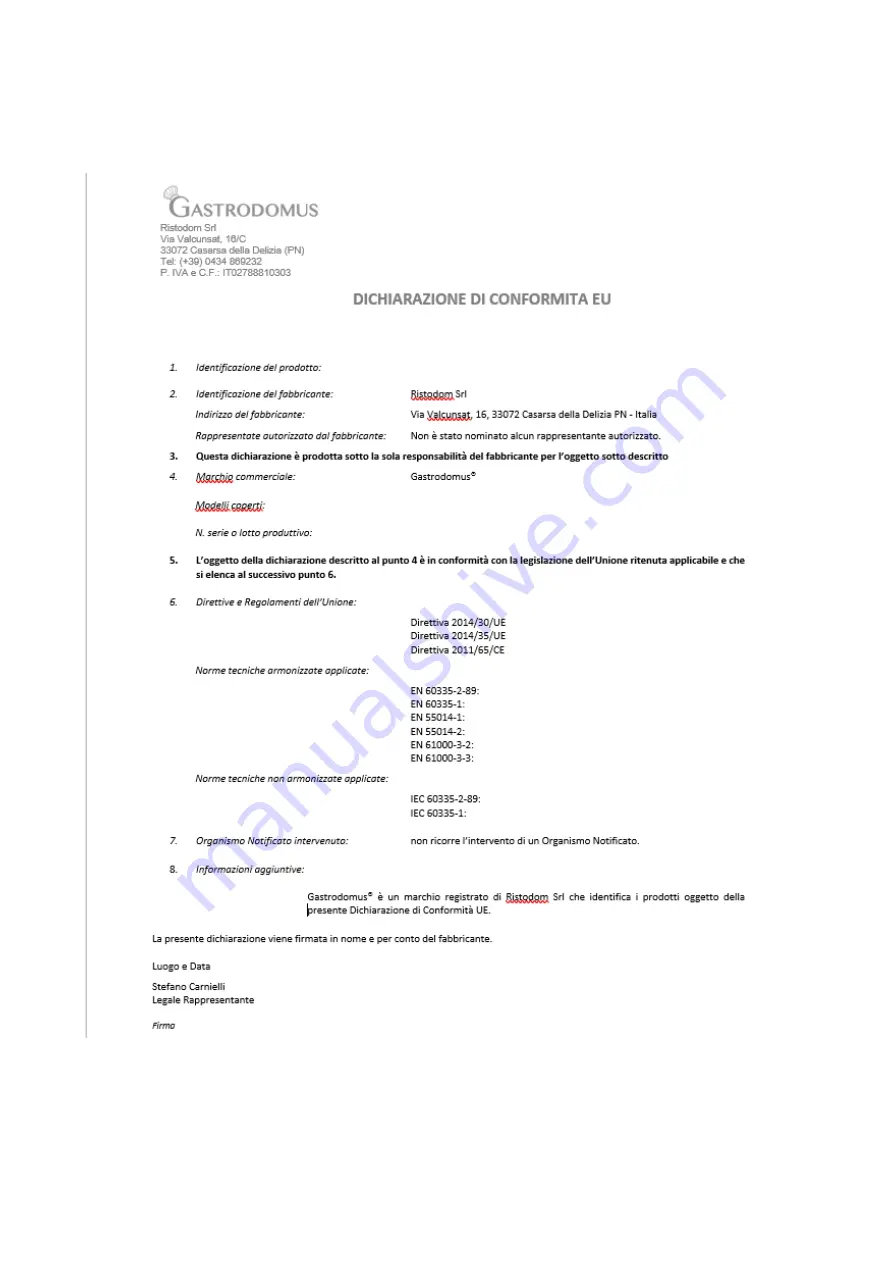 Gastrodomus MINI4 Installation - Use - Maintenance Download Page 20