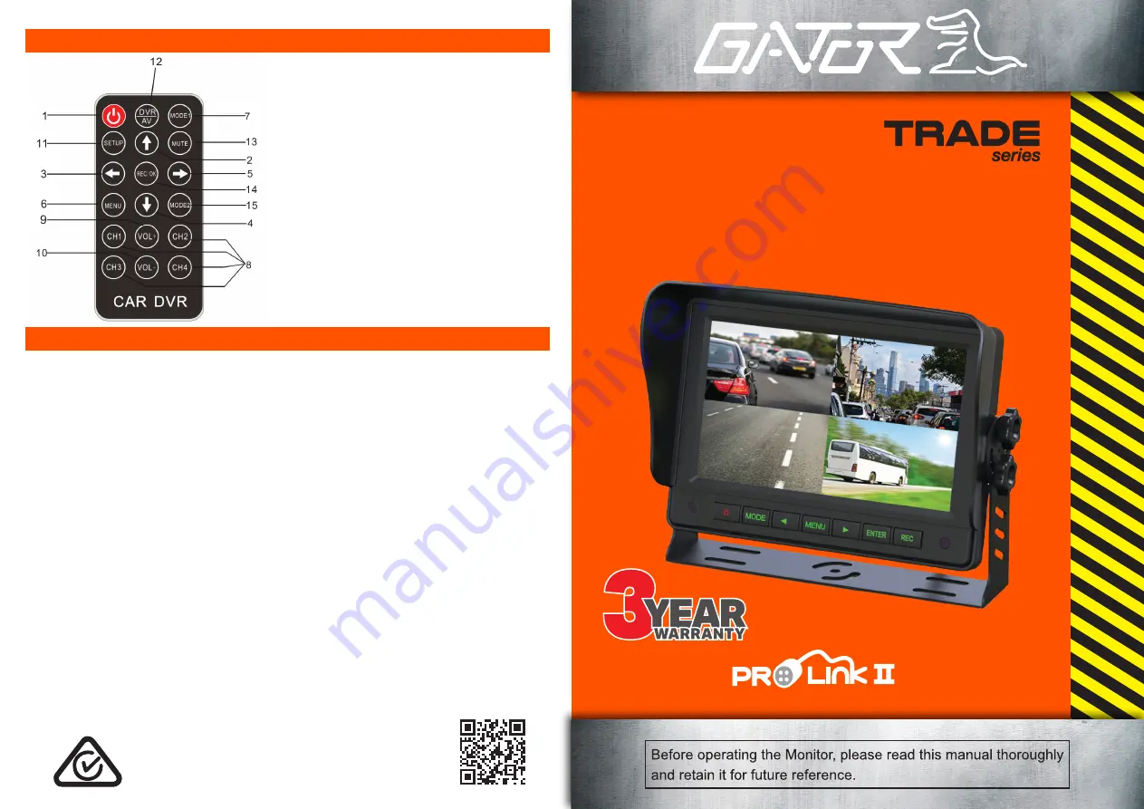 Gator GT704DVR Quick Start Manual Download Page 1