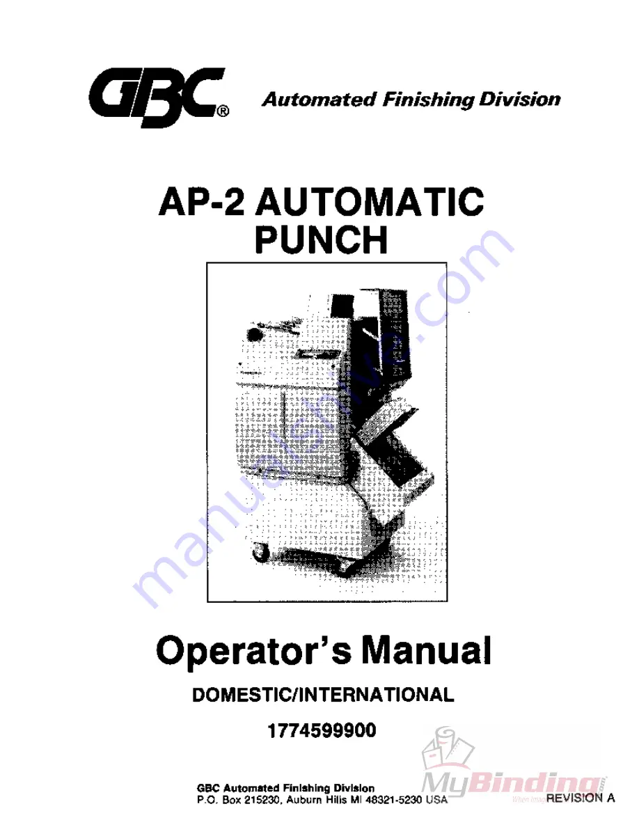 GBC AP-2 Operator'S Manual Download Page 2