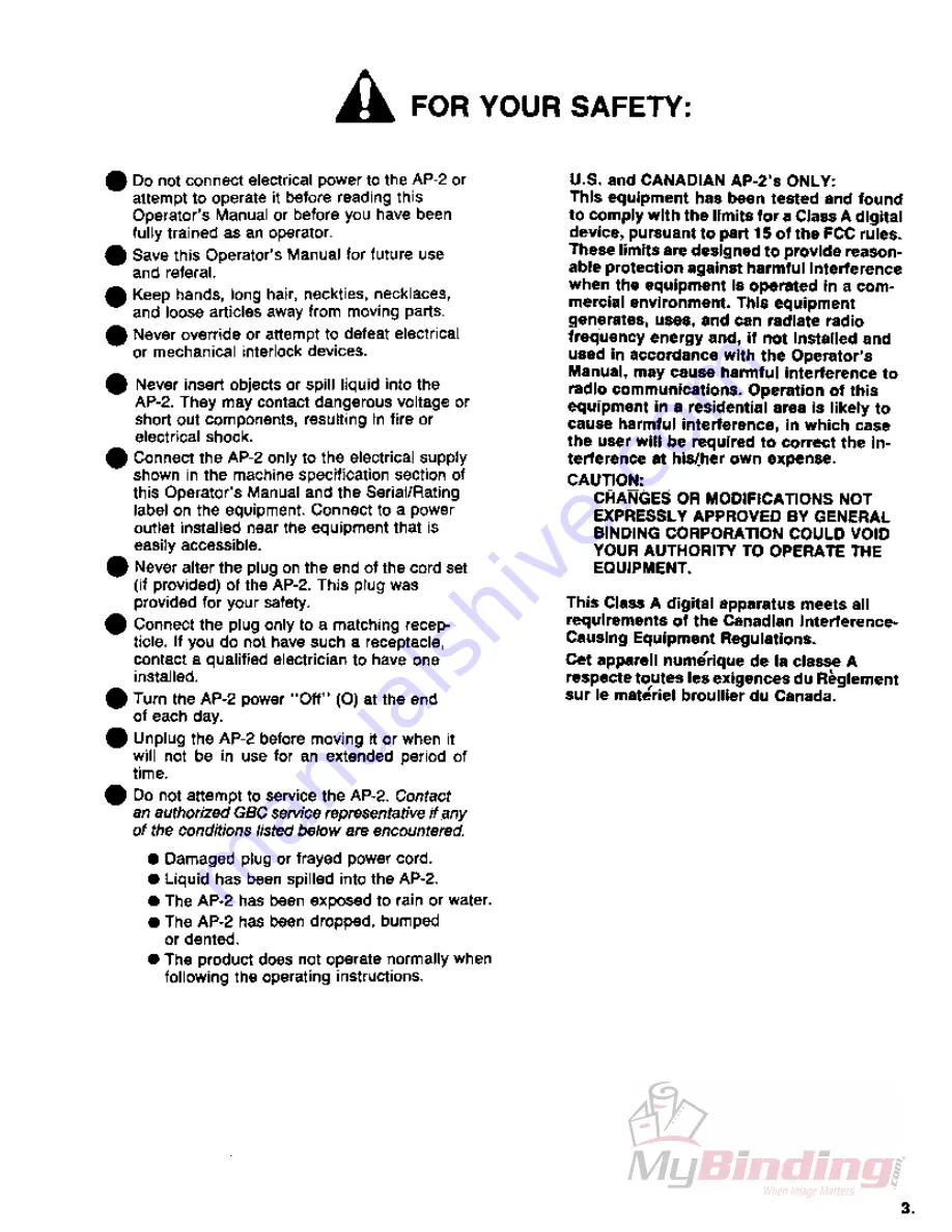 GBC AP-2 Operator'S Manual Download Page 5