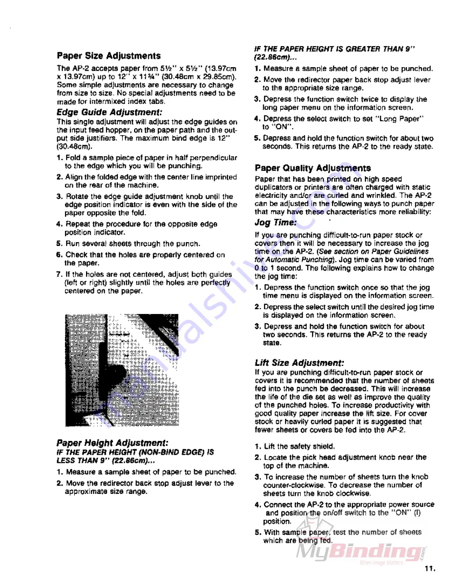 GBC AP-2 Operator'S Manual Download Page 13