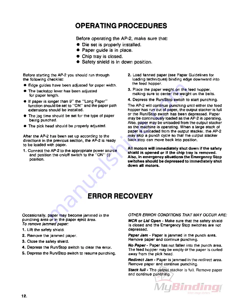 GBC AP-2 Operator'S Manual Download Page 14