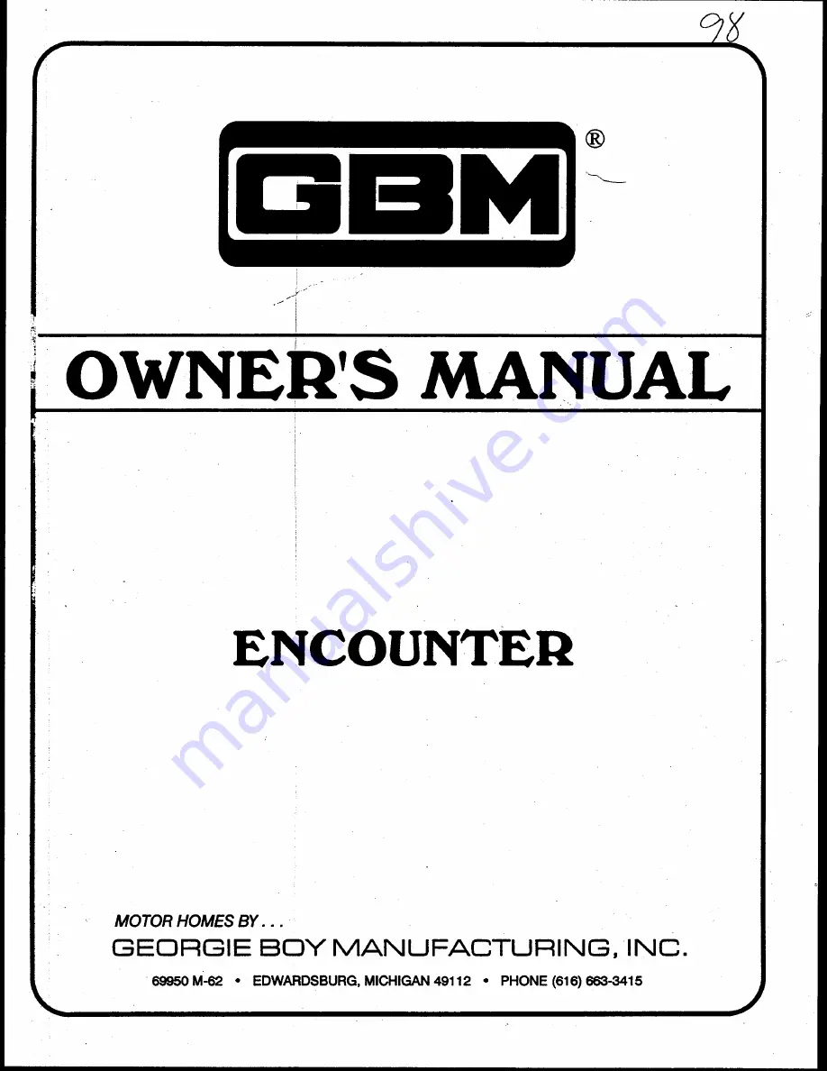 GBM Encounter Owner'S Manual Download Page 1