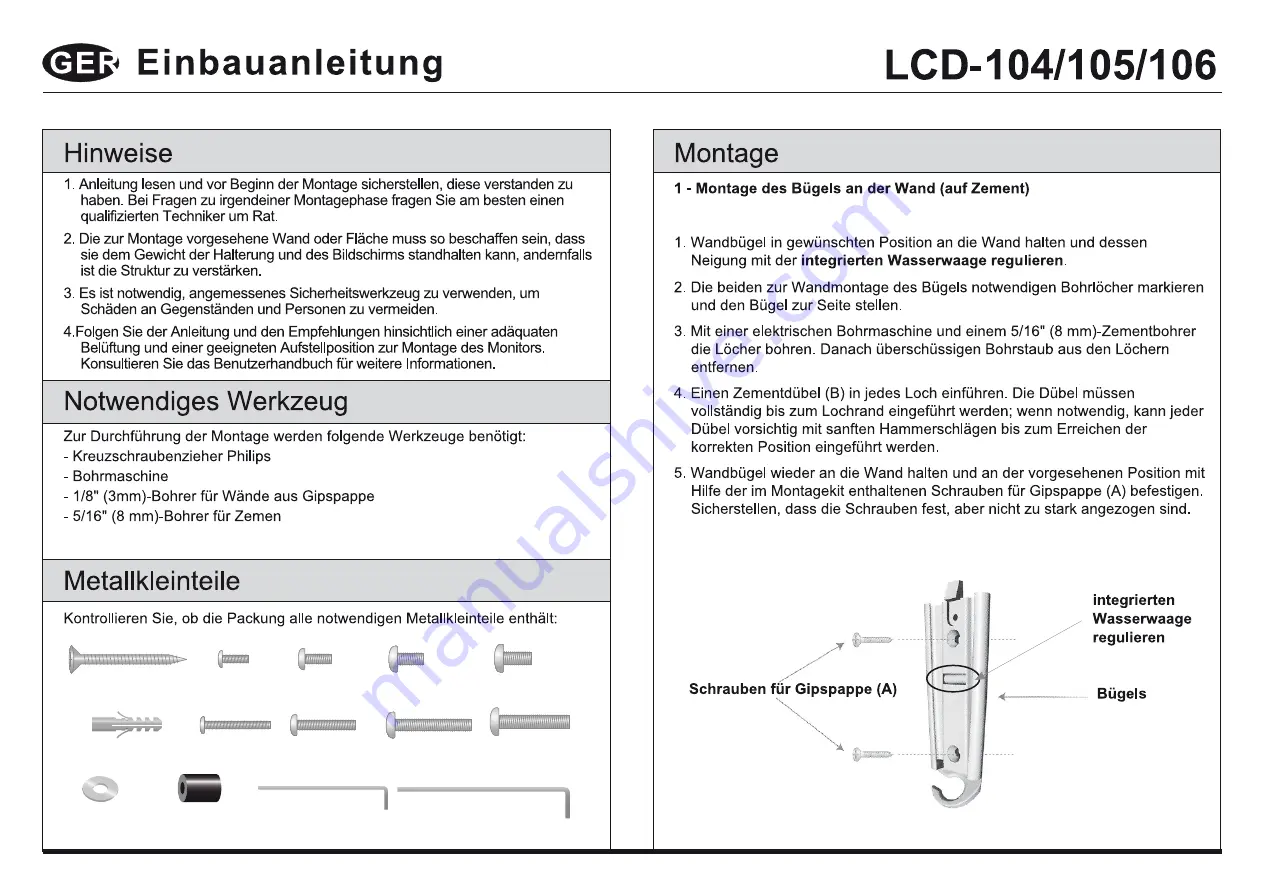 GBS Elettronica LCD-104 Installation Manual Download Page 7