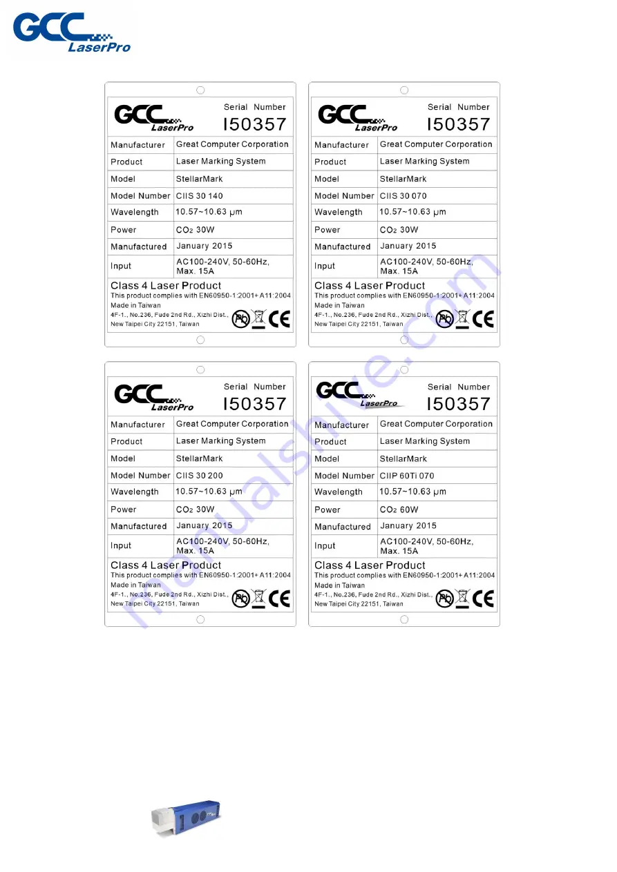 GCC Technologies StellarMark C Series User Manual Download Page 9