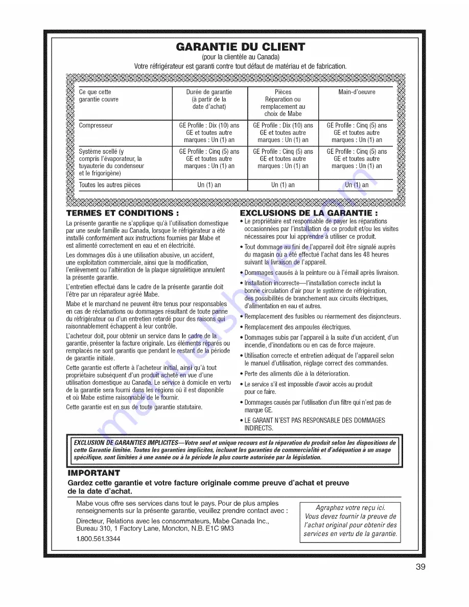 GE 20 Owner'S Manual & Installation Instructions Download Page 39