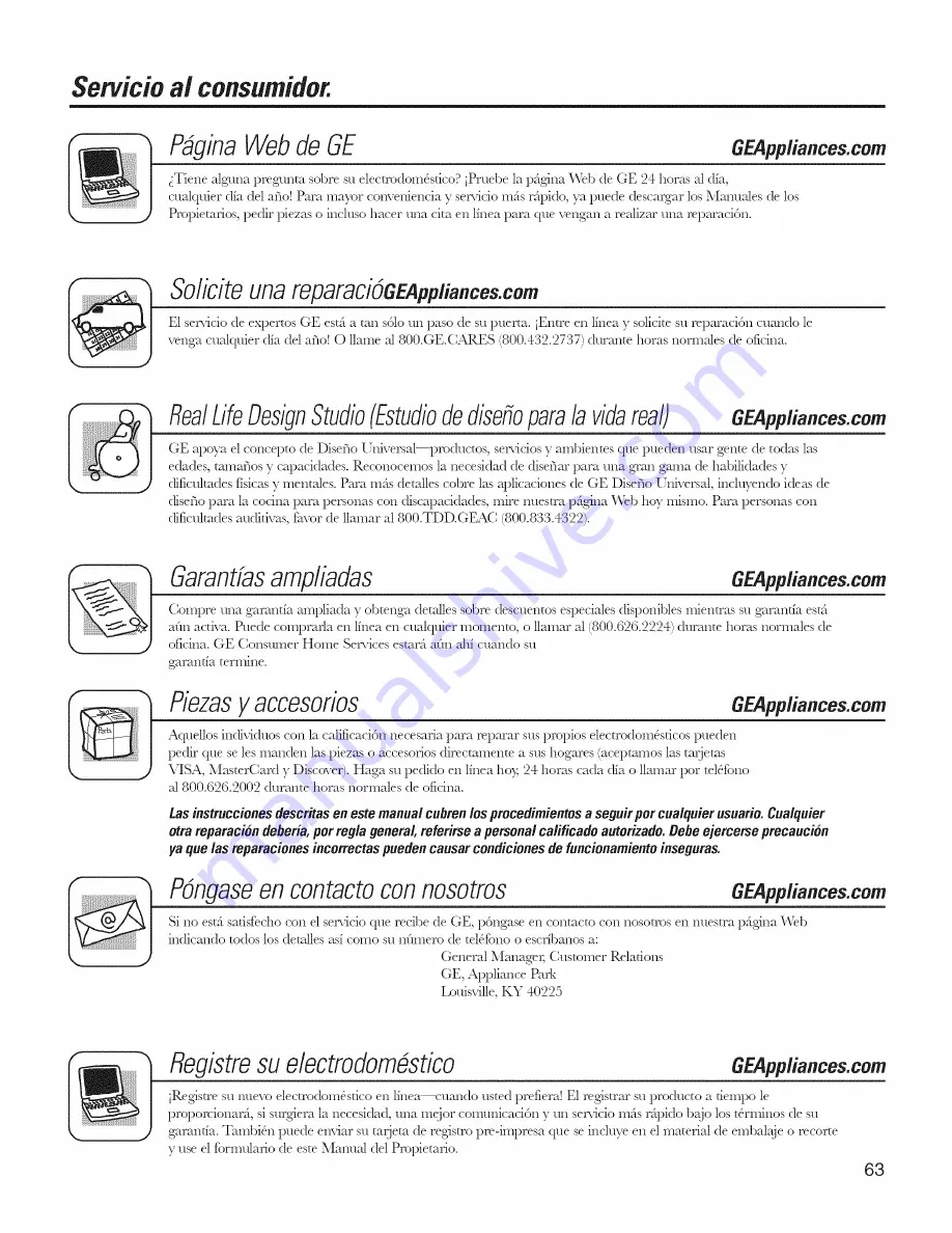 GE 20 Owner'S Manual & Installation Instructions Download Page 63