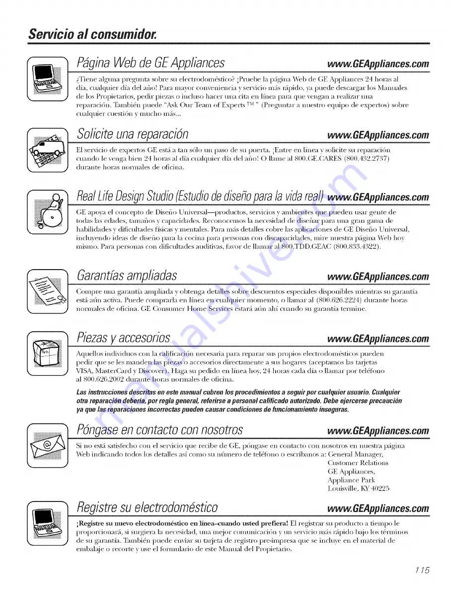 GE 21 Owner'S Manual And Installation Download Page 114