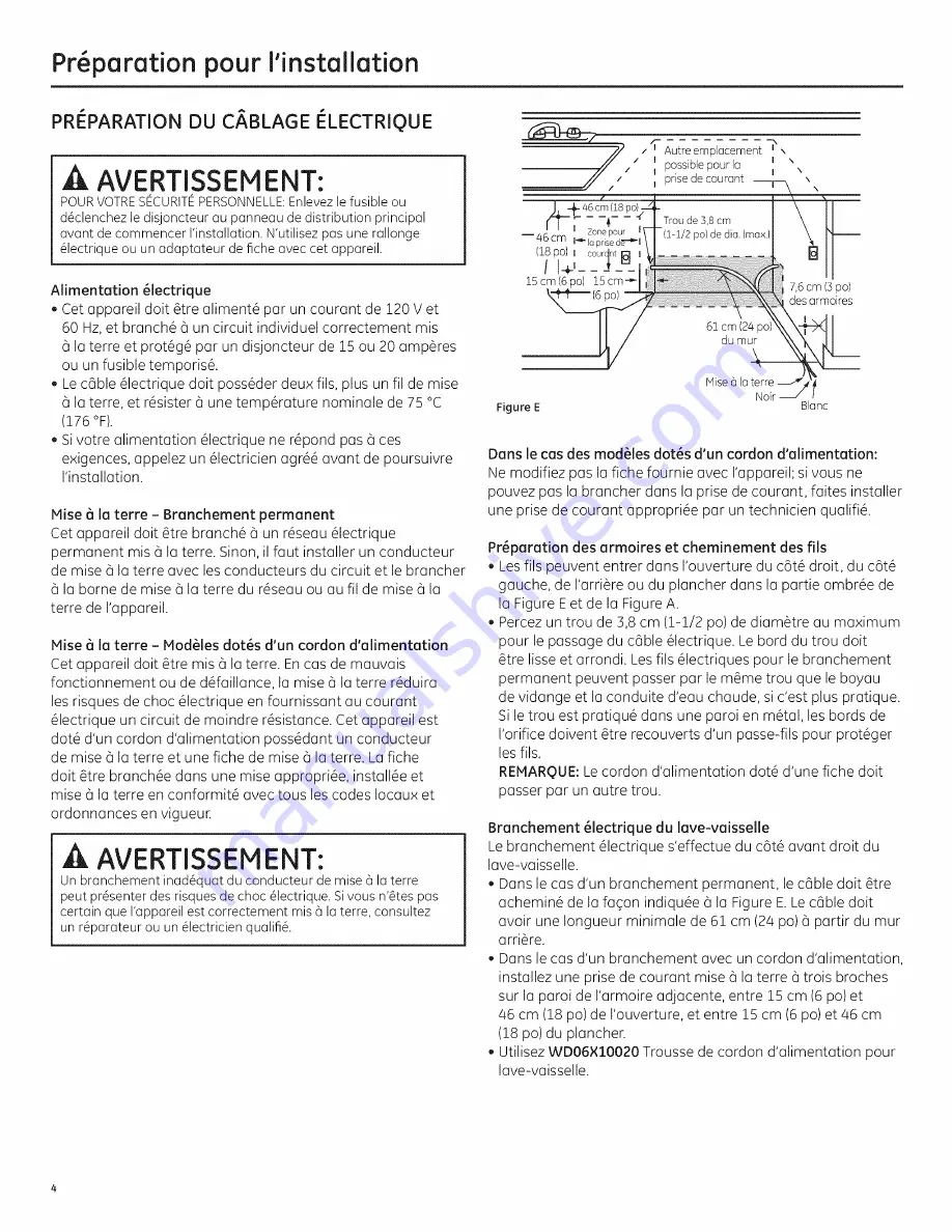 GE ADT521PGF4WS Installation Instructions Manual Download Page 20