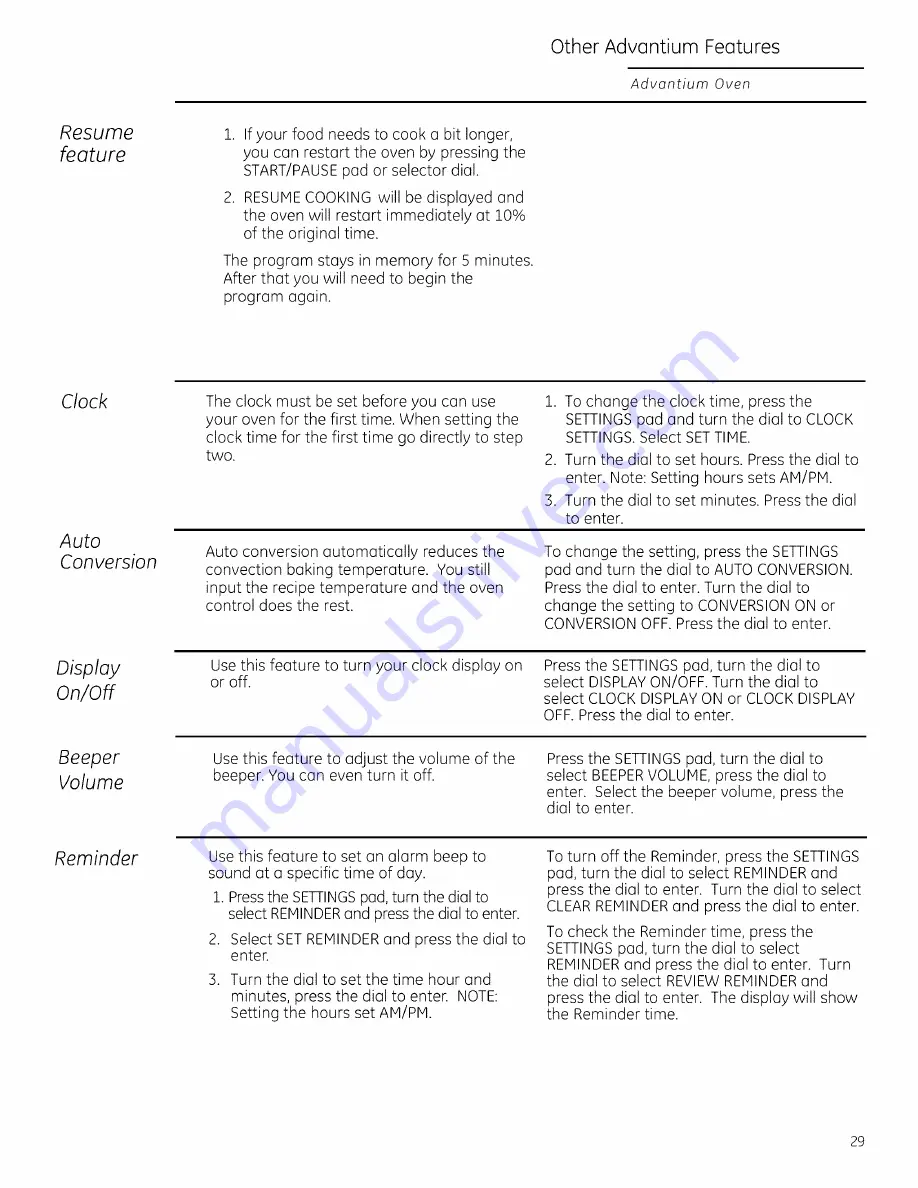 GE Advantium ZSA1202 Owner'S Manual Download Page 29