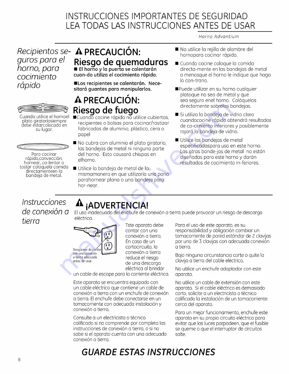 GE Advantium ZSA1202 Owner'S Manual Download Page 48