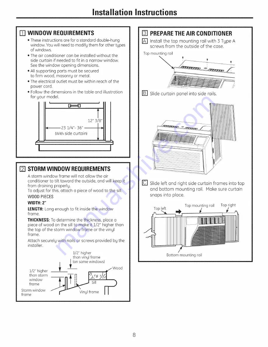 GE AHR05 Owner'S Manual And Installation Instructions Download Page 8