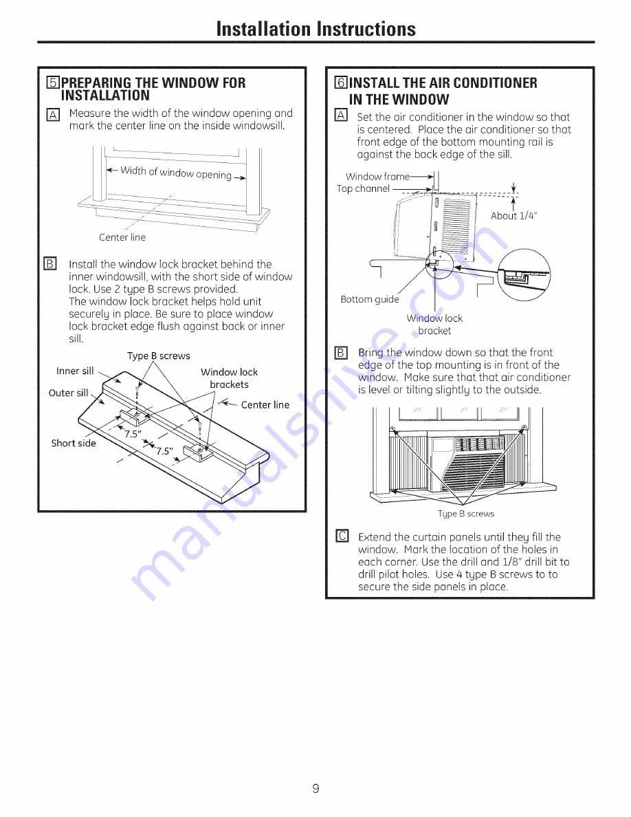 GE AHR05 Owner'S Manual And Installation Instructions Download Page 9