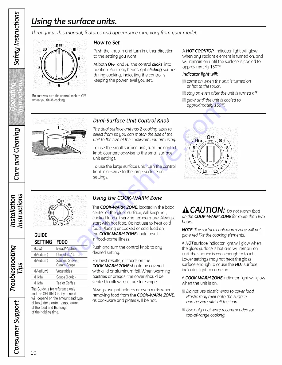 GE Appliances CS980 Owner'S Manual And Installation Instructions Download Page 10