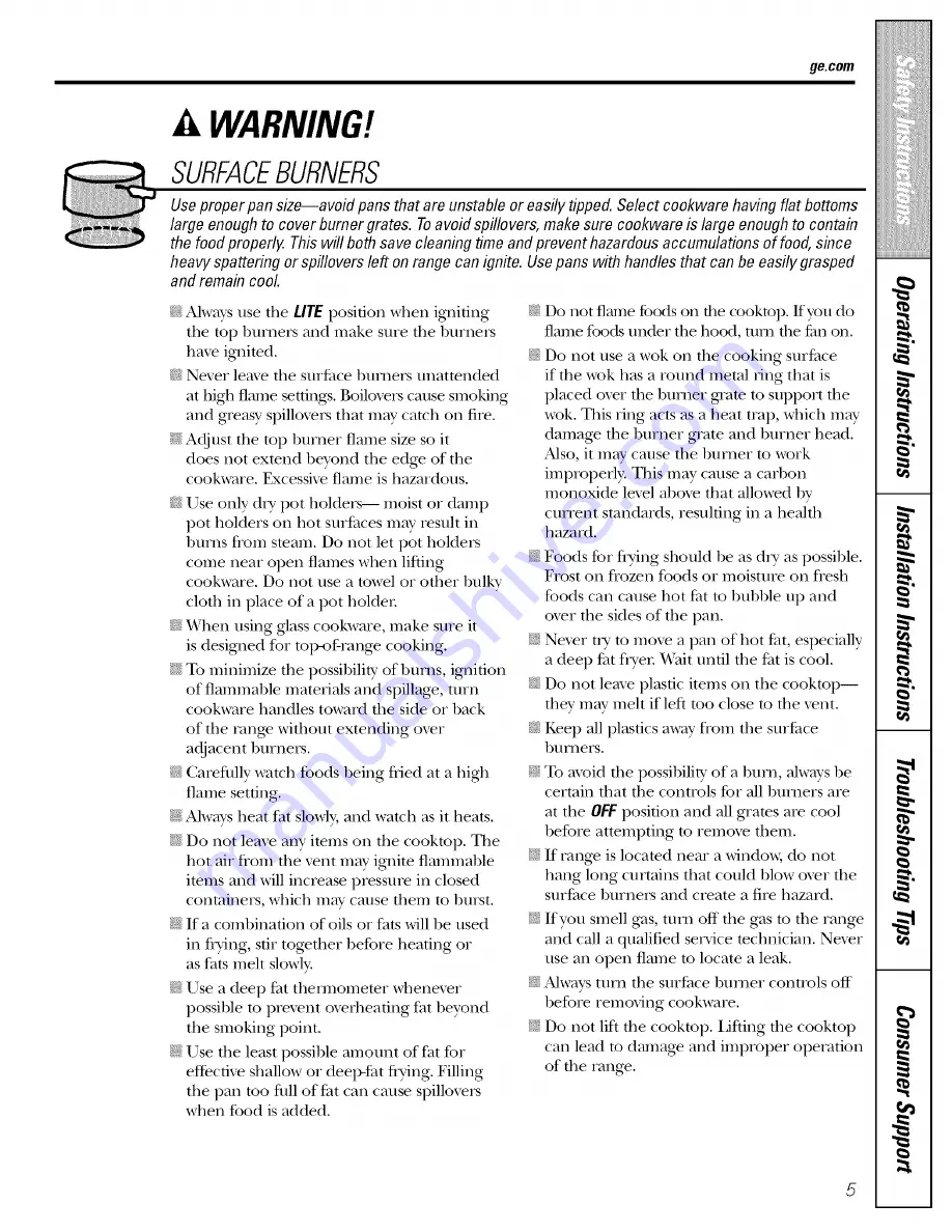 GE Appliances Profile JGB900 Owner'S Manual & Installation Instructions Download Page 5