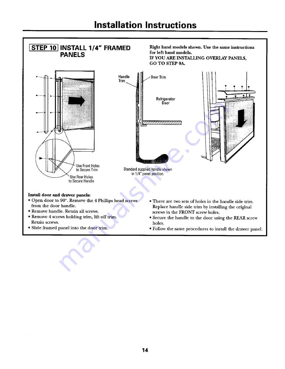 GE Bottom-Freezer Built-In Refrigerator Installation Instructions Manual Download Page 14