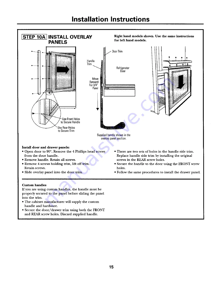 GE Bottom-Freezer Built-In Refrigerator Installation Instructions Manual Download Page 15