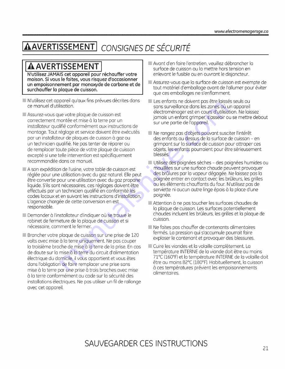 GE CGP350 Owner'S Manual Download Page 21