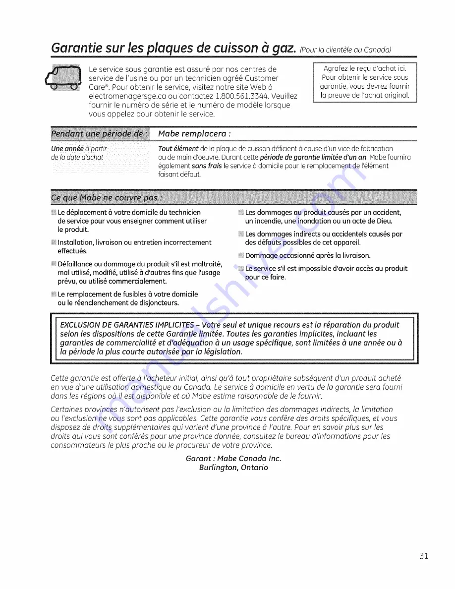 GE CGP350 Owner'S Manual Download Page 31