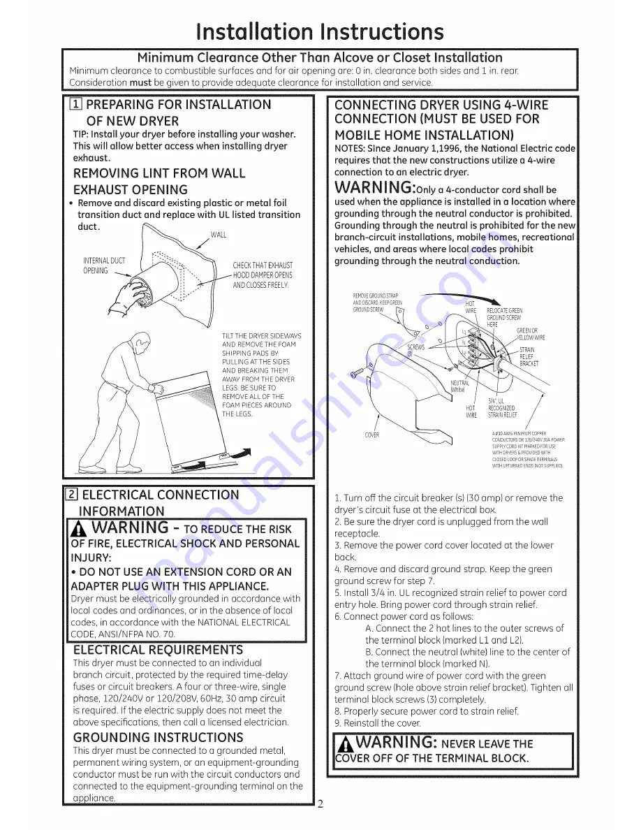 GE DNCD450EG9WC Installation Instructions Manual Download Page 2