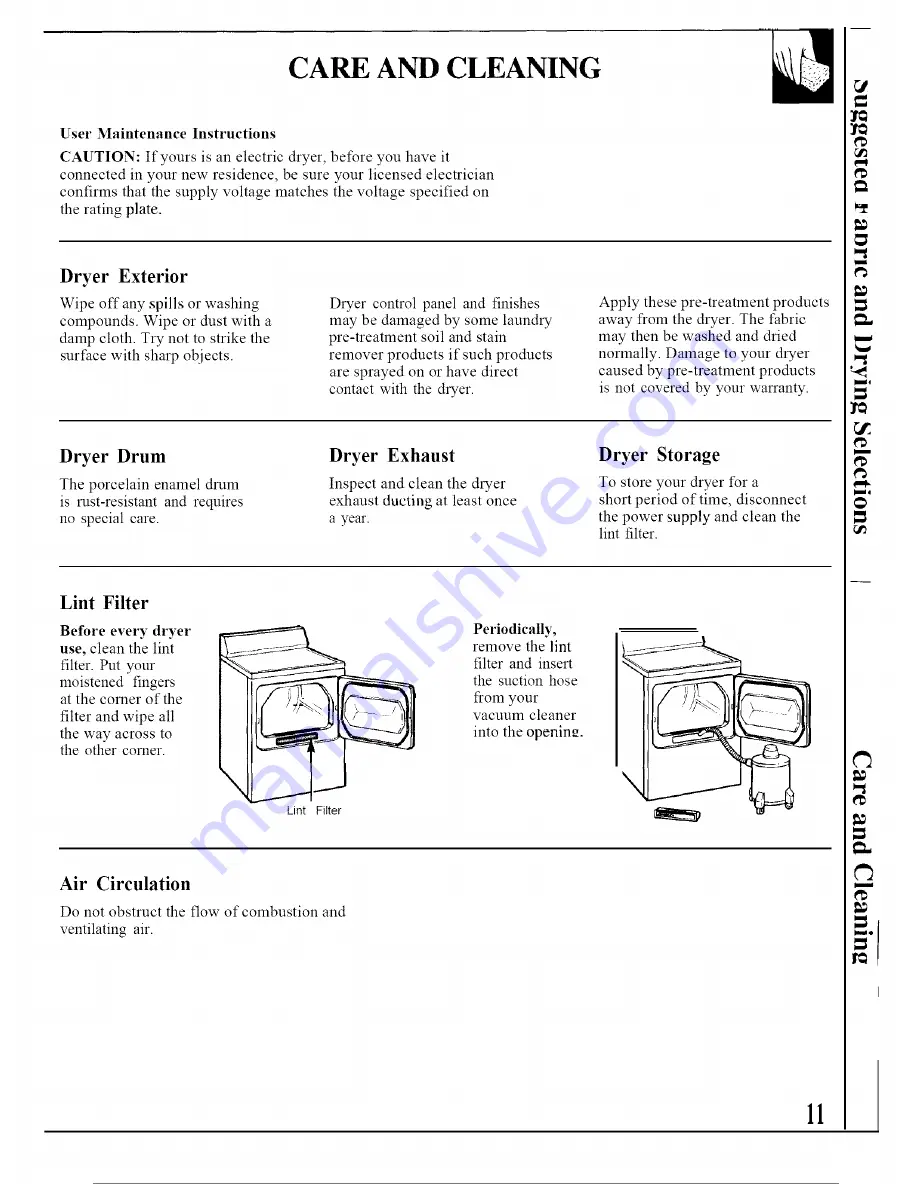 GE DOE7200S Use And Care Manual Download Page 11