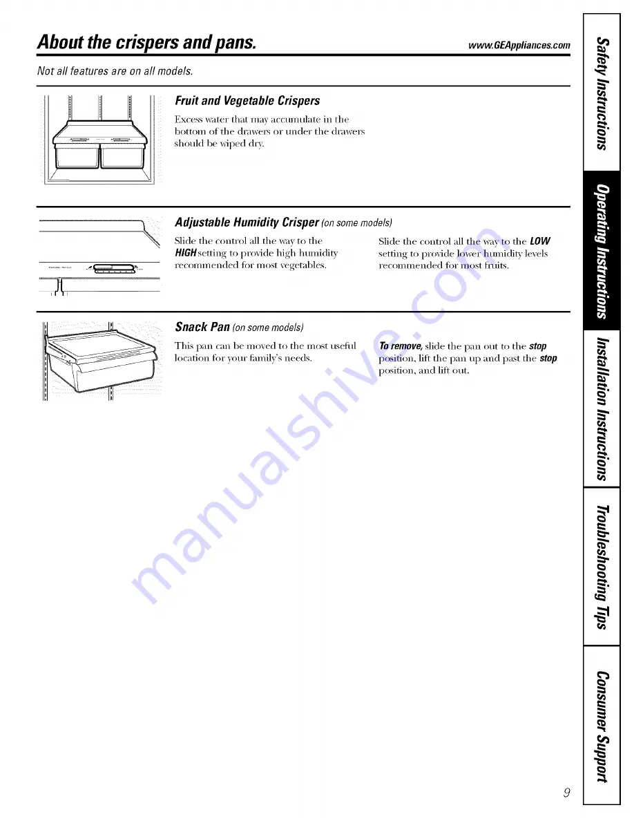 GE DTS18ICSHRWW and Owner'S Manual And Installation Instructions Download Page 9