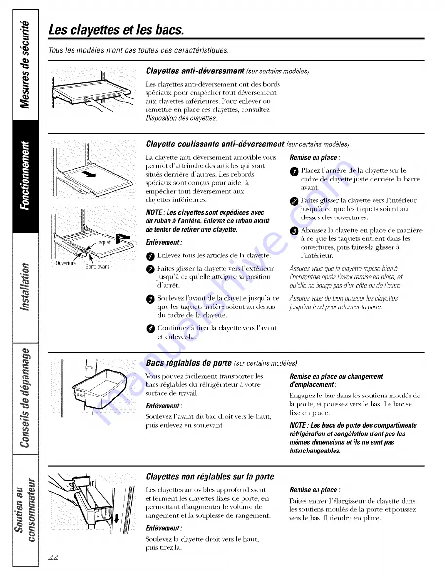 GE DTS18ICSHRWW and Owner'S Manual And Installation Instructions Download Page 44