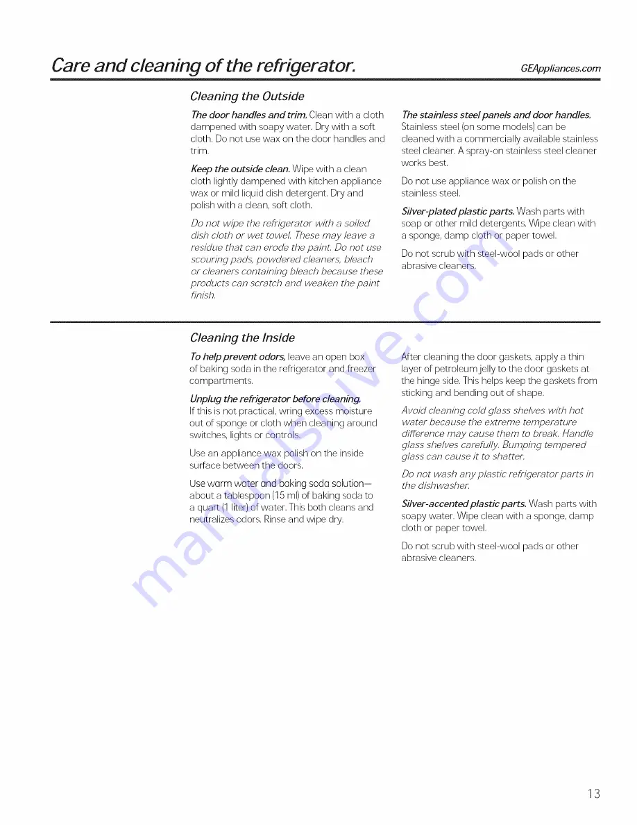 GE GDE20GMHBRES Owner'S Manual And Installation Instructions Download Page 13