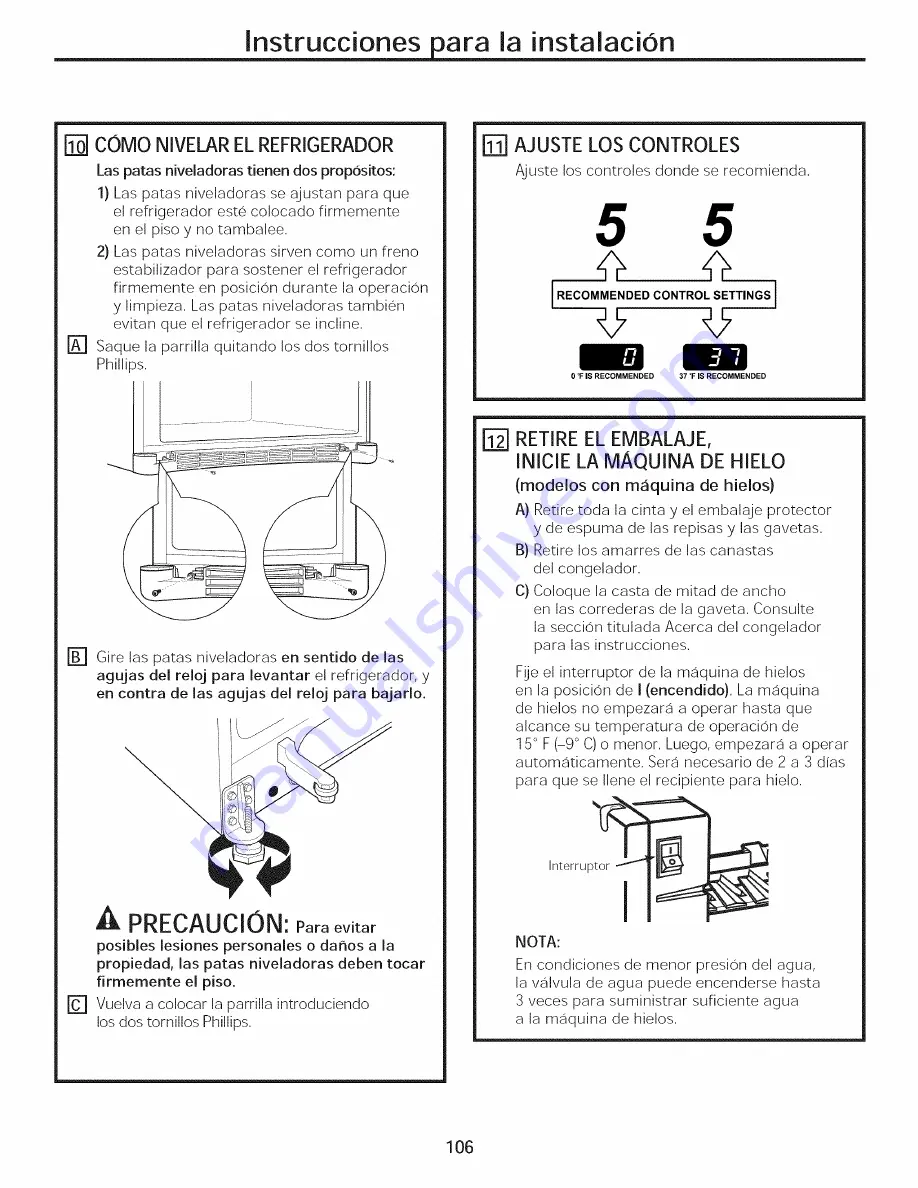 GE GDE20GMHBRES Owner'S Manual And Installation Instructions Download Page 106