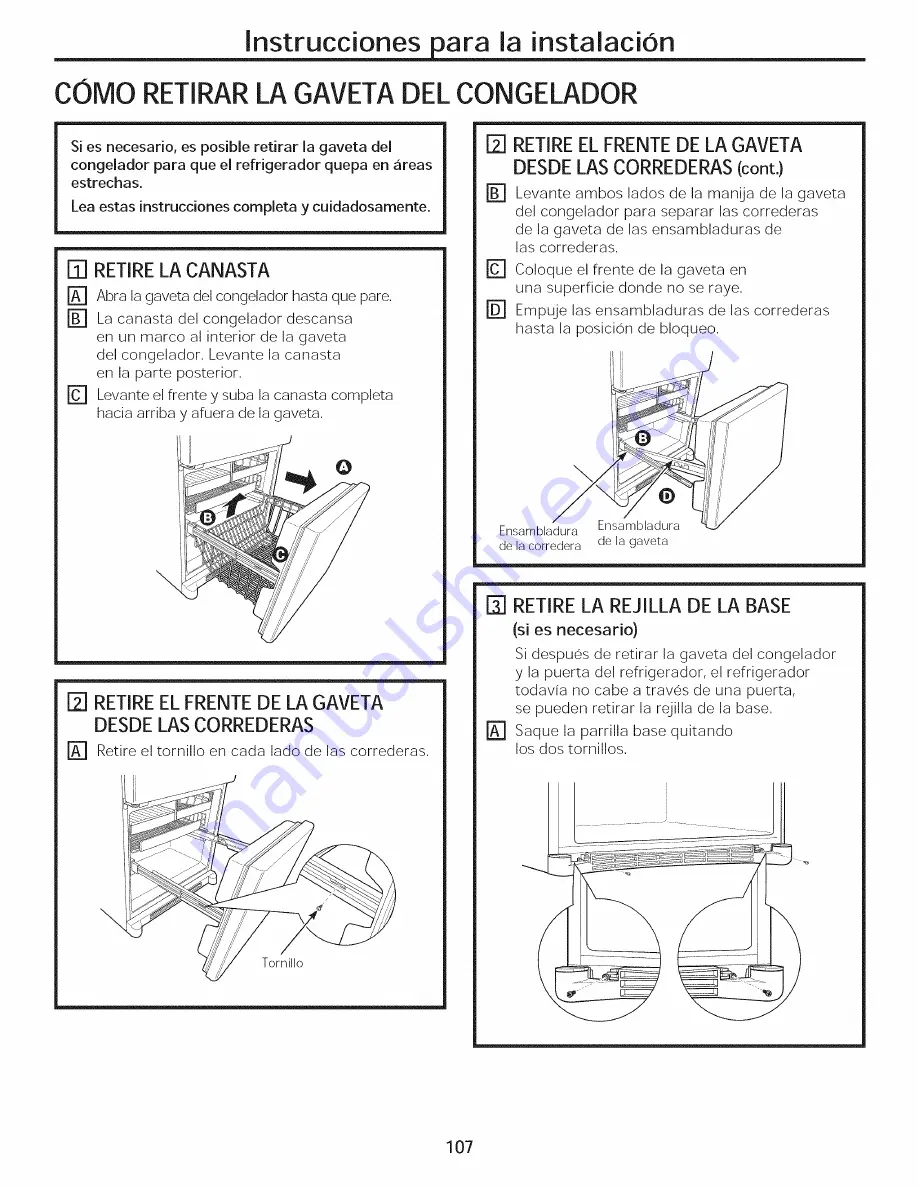 GE GDE20GMHBRES Owner'S Manual And Installation Instructions Download Page 107